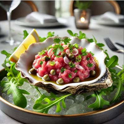 Duo of veal/oyster tartare