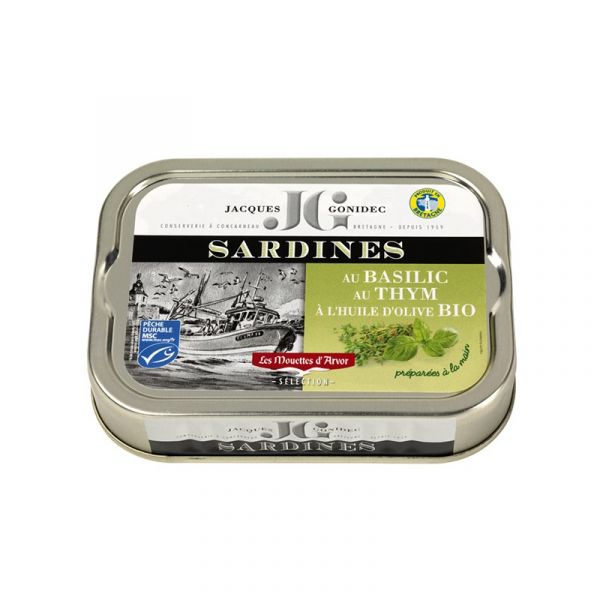 Sardines au basilic et au thym à l'huile d'olive