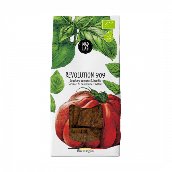 Organic vegan dried tomatoes and basil crackers, 110 g