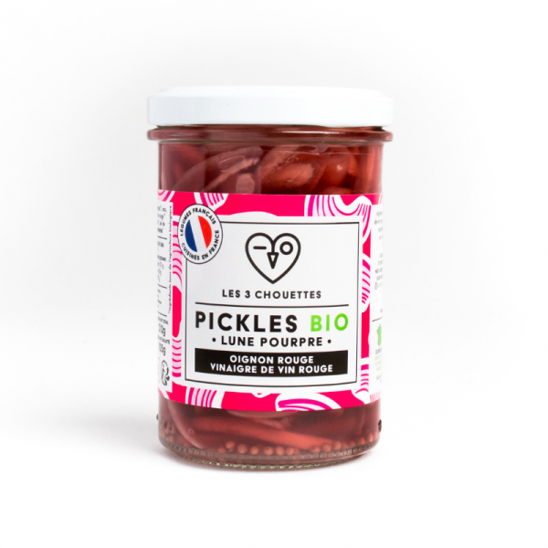 Organic pickles, red onion with wine vinegar, 210 g*