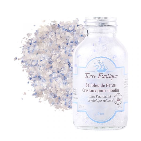 Blue salt, crystals for salt mill